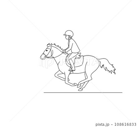 Young rider rides a pony during a competition 108616833