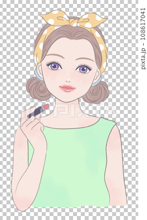 拿著口紅的女孩的特寫 108617041