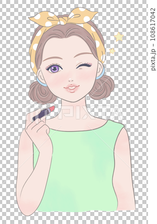 拿著口紅的女孩的特寫 108617042