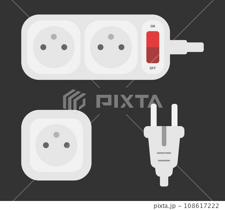 power outlet plug extension strip french type e set vector flat illustration power outlet plug extension strip french type e set vector flat illustration 108617222