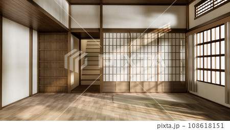 Empty wooden room ,Cleaning room interior Empty wooden room ,Cleaning room interior 108618151