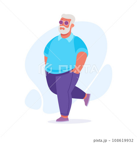 Body Positive Happy Bearded Man Character with Cheerful Smile Vector Illustration Body Positive Happy Bearded Man Character with Cheerful Smile Vector Illustration 108619932