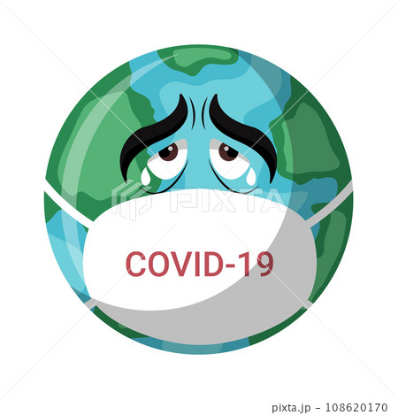 Planet earth with a mask protecting itself from the covid-19 coronavirus 108620170