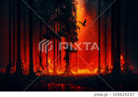 Forest fire. Burning forest, fire season. Forest fire. Burning forest, fire season. 108620287
