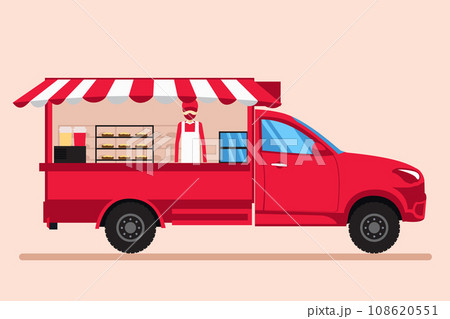 Vector design of food truck with seller Vector design of food truck with seller 108620551