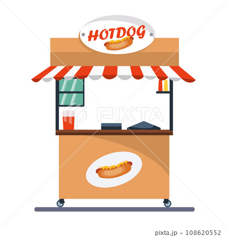 Vector design of kiosk cart selling food Vector design of kiosk cart selling food 108620552