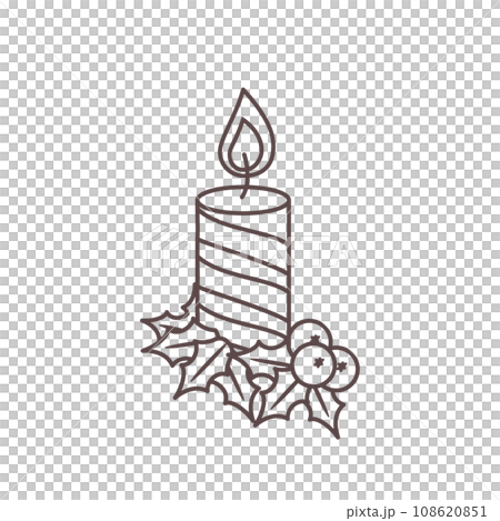 Outline Christmas candle and holly berry Outline Christmas candle and holly berry 108620851