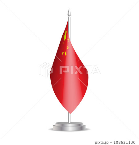China flag - 3D mini flag hanging on desktop flagpole. Usable for summit or conference presentaiton. Vector illustration with shading. China flag - 3D mini flag hanging on desktop flagpole. Usable for summit or conference presentaiton. Vector illustration with shading. 108621130