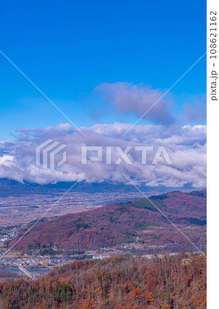 【雲海素材】冬の長峰山から見た松本平の雲海【長野県】 【雲海素材】冬の長峰山から見た松本平の雲海【長野県】 108621162