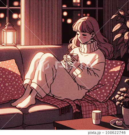 夜部屋でコーヒーを飲んで休憩している女性のエモい画像 夜部屋でコーヒーを飲んで休憩している女性のエモい画像 108622746