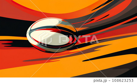 動きのあるラグビーボールのイラスト「AI生成画像」 108623253