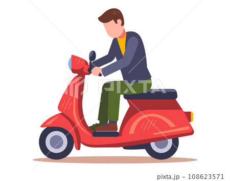 man on a red moped. 108623571