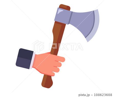 hold an ax in your hand. woodcutter tool. hold an ax in your hand. woodcutter tool. 108623608