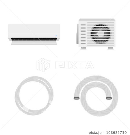 いろいろな家電のセット_エアコン,室外機,ドレンホース,排気ダクト 108623750