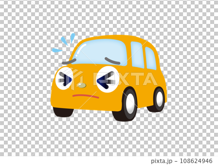A cute yellow car running around in trouble A cute yellow car running around in trouble 108624946