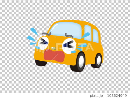 大泣きする、かわいいイエローの車 108624949