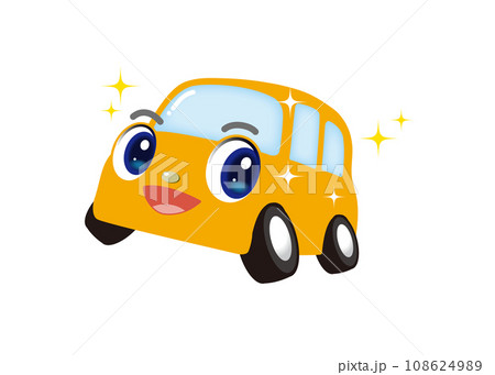 キラキラ笑顔の、かわいいイエローの車 キラキラ笑顔の、かわいいイエローの車 108624989