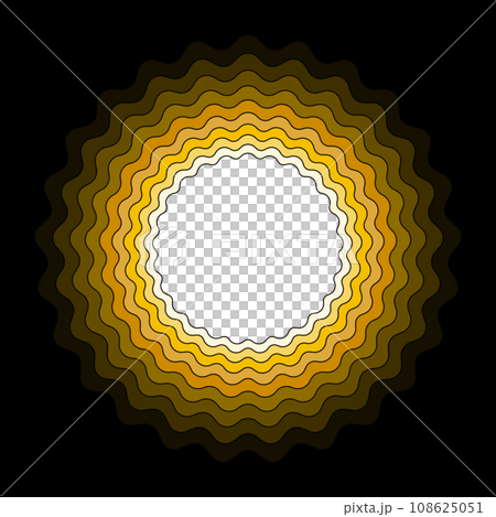 vector abstract layered yellow and brown gradient wavy circle shape background with copy space. papercut style template design. Modern curve pattern trendy color. 108625051