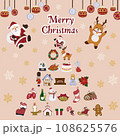 クリスマス　イラスト素材セット　背景ピンク 108625576
