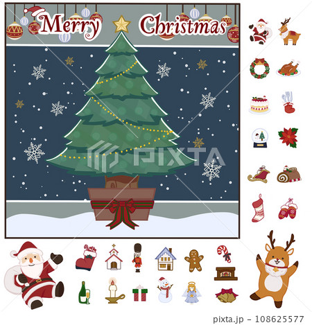 クリスマスまで貼って楽しめる　25日分シール素材セット 108625577