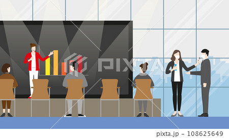 New normal lifestyle in conference hall concept. Business presentation New normal lifestyle in conference hall concept. Business presentation 108625649