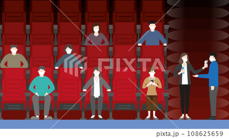 Movie theater new normal lifestyle after pandemic virus. Movie theater new normal lifestyle after pandemic virus. 108625659