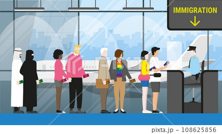 Travel concept of international airport checkpoint. Travel concept of international airport checkpoint. 108625856