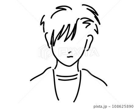 かっこいい男性のシンプルな線画／手描きイラスト素材 108625890