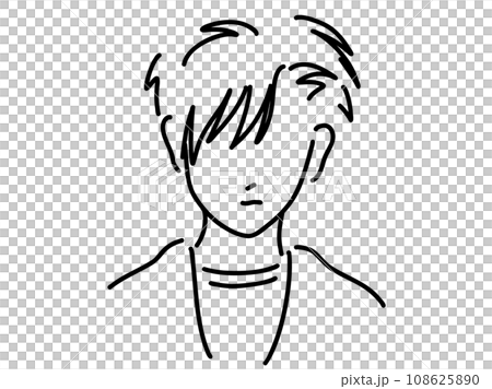 かっこいい男性のシンプルな線画／手描きイラスト素材 108625890