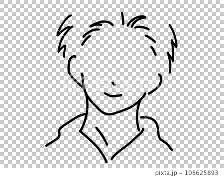 かっこいい男性のシンプルな線画／手描きイラスト素材 108625893