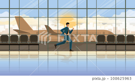 businessman run for plane flight arrival international airport in terminal 108625963