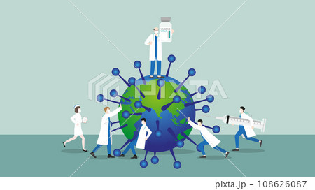 Vaccine complete for cure infected world. Medical staff teamwork of doctor and nurse 108626087