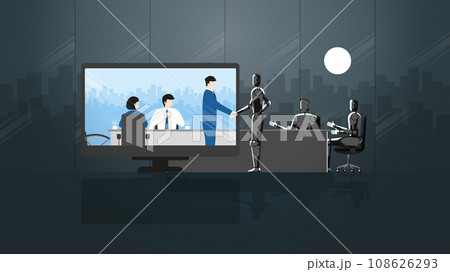 Online business partner in future. Joint venture in the teleconference meeting room 108626293