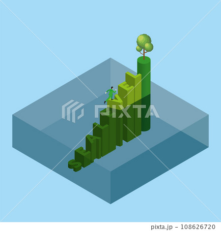 sea level rise, flood, climate change, greenhouse effect, deforestation. A man runs and steps up a text word SEA LEVEL underwater 108626720