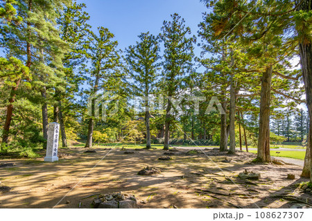 毛越寺　金堂円隆寺跡　日本庭園史上特に貴重な平安時代の浄土庭園遺構　世界遺産　国の特別史跡・特別名勝 108627307