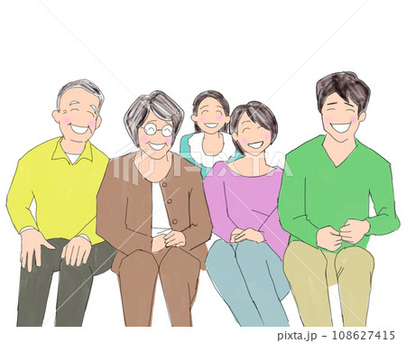 親子3世代　一家団欒　イラスト 108627415