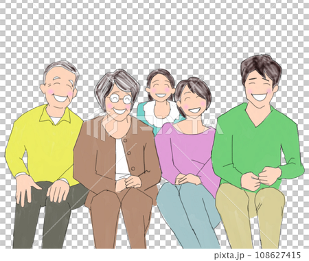 父母與孩子 3 代家庭一起插畫 父母與孩子 3 代家庭一起插畫 108627415