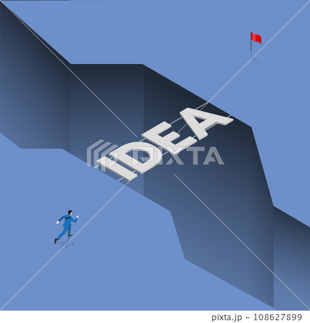 businessman crossing a IDEA bridge. businessman crossing a IDEA bridge. 108627899