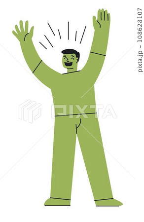 Man personage expressing joy emotion, happy boy 108628107