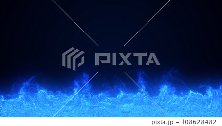 Abstract blue flame fire energy magical from smoke fog glowing bright electric small particles flying dots on a black background 108628482