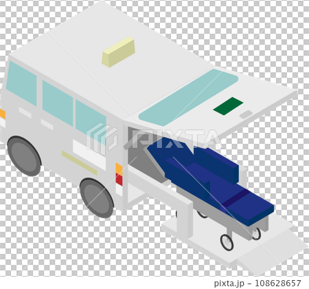 アイソメトリックな介護タクシーとストレッチャー 108628657