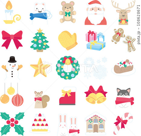 かわいいクリスマスのアイコン素材セット 108628671