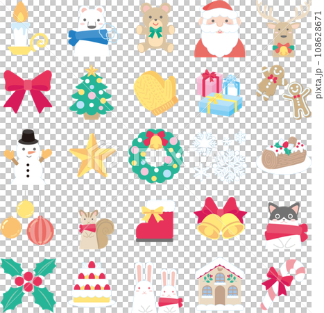 かわいいクリスマスのアイコン素材セット 108628671