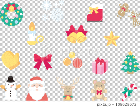 かわいいクリスマスのアイコン素材セット 108628672