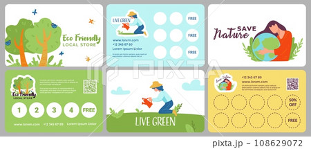 Loyalty card collection for eco friendly store 108629072