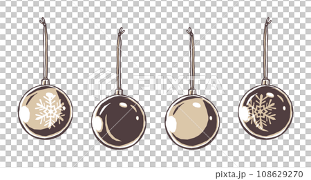 4 types of metallic painted Christmas ball ornaments, brush-painted and 2-color painted 108629270