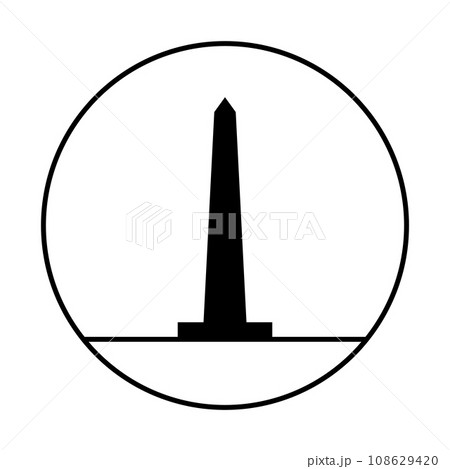 vector of obelisk with glyph monument outline icon in circle vector no people. silhouette line art monument black and white. 108629420