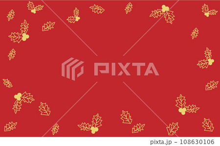 金色の線画のヒイラギの葉っぱのクリスマス装飾フレーム 金色の線画のヒイラギの葉っぱのクリスマス装飾フレーム 108630106