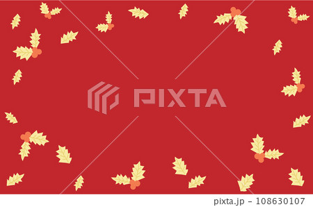 クリスマスの赤いヒイラギの飾りイラストフレーム 108630107