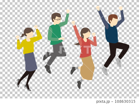 一群年輕男女歡呼雀躍 108630315